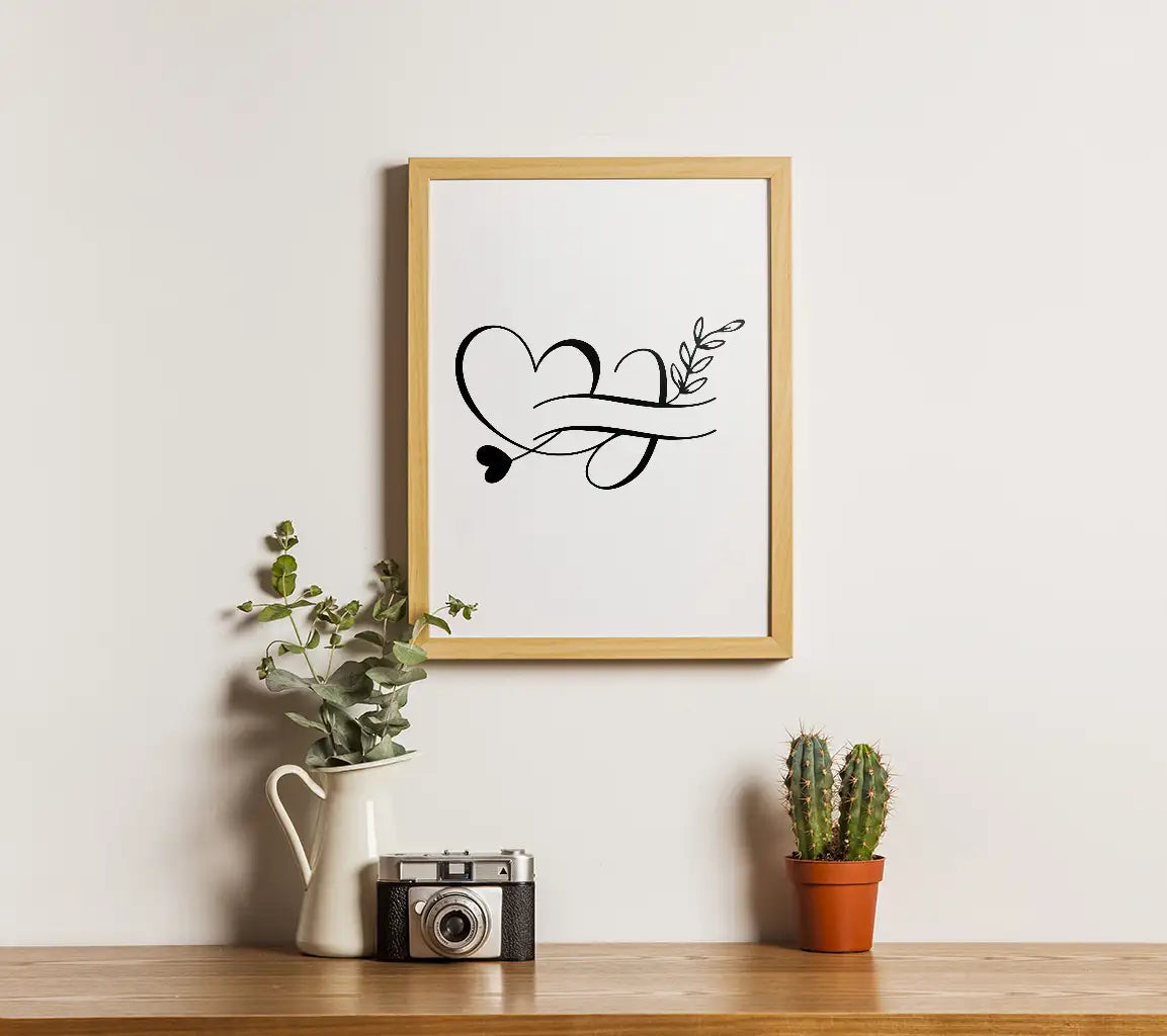  Heart with Leaves SVG - Monogram Design Illustration SVG
