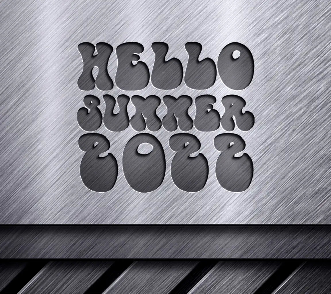 Hello Summer 2022 SVG - Colorful Retro Letters on White Background SVG
