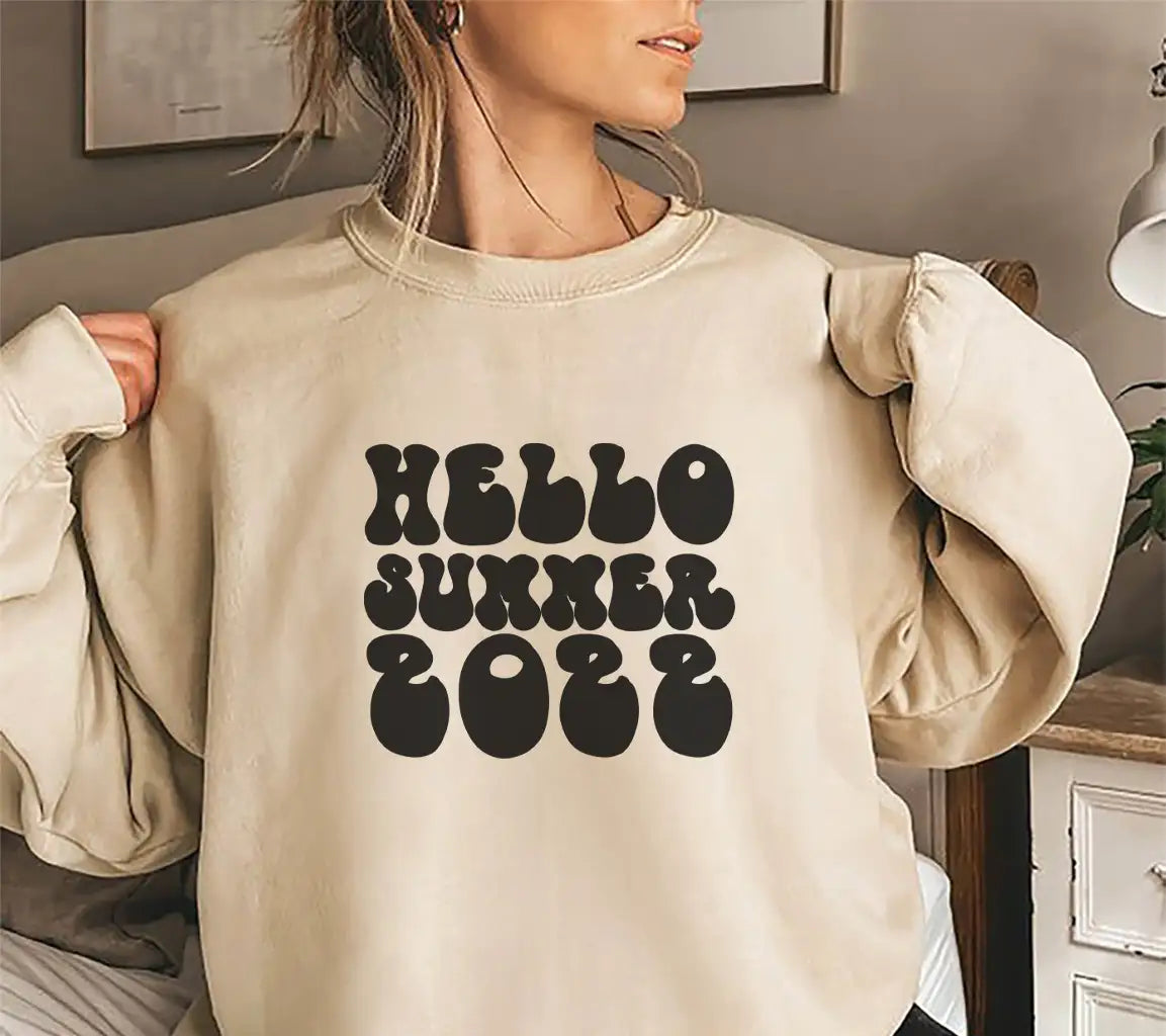 Hello Summer 2022 SVG - Colorful Retro Letters on White Background SVG