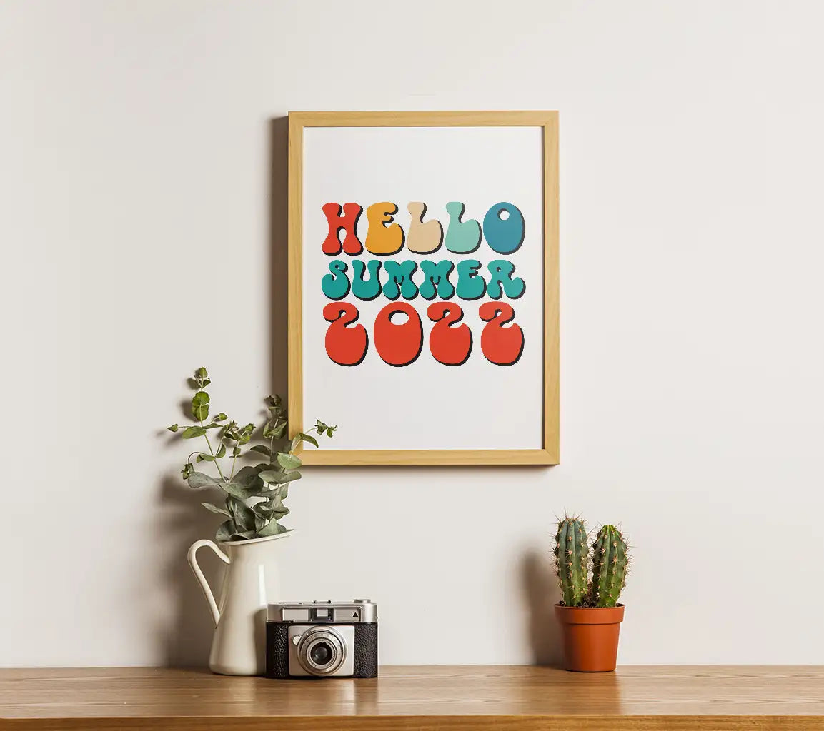 Hello Summer 2022 SVG - Colorful Retro Letters on White Background SVG