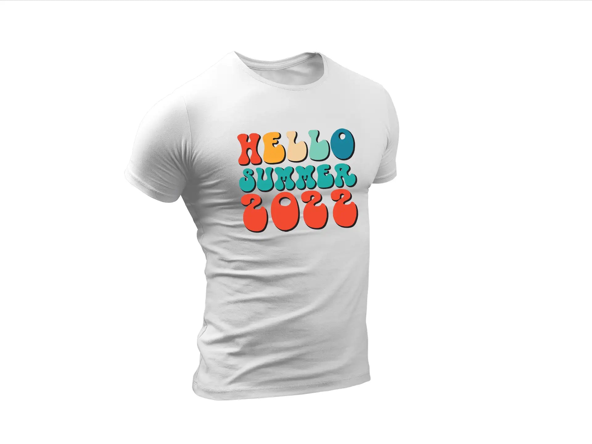 Hello Summer 2022 SVG - Colorful Retro Letters on White Background SVG