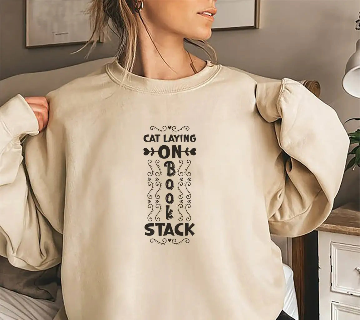 Cat Laying on Book Stack SVG - Huge Spring Porch Sign SVG