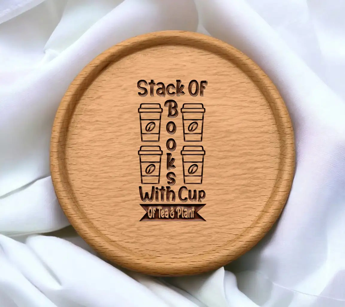 Stack of Books, Tea & Plant SVG - Spring Porch Sign SVG