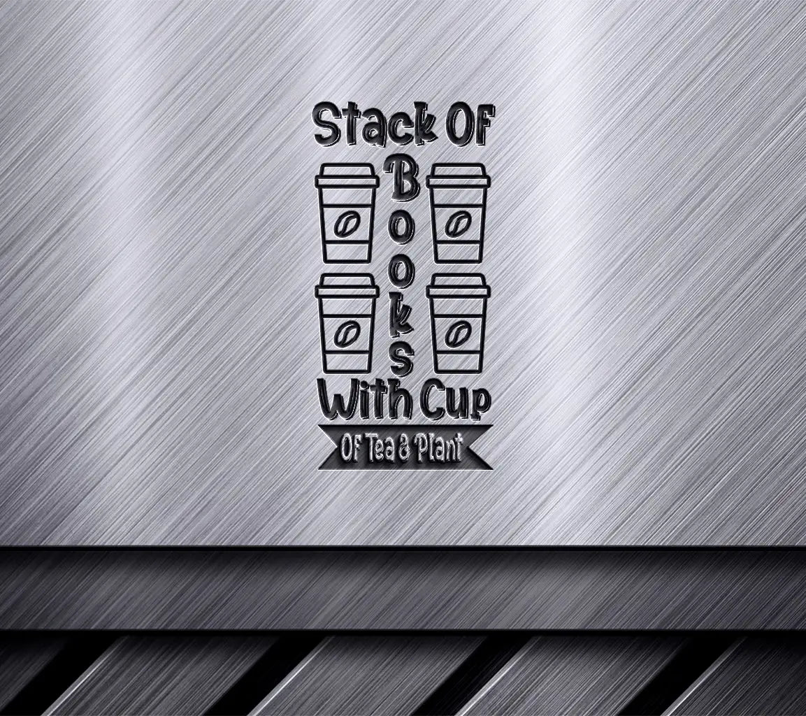 Stack of Books, Tea & Plant SVG - Spring Porch Sign SVG