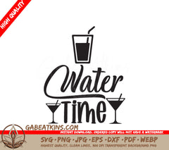 Water Time Design SVG Glass, Martini Glasses, Water Tracker SVG