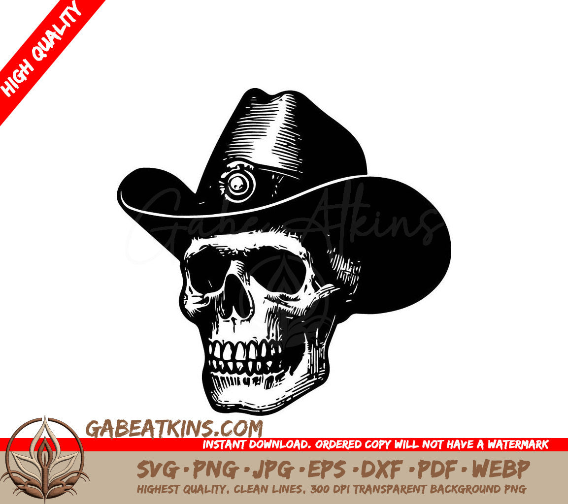 Cowboy Skull SVG -  Drawing SVG