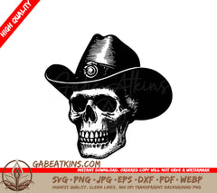 Cowboy Skull SVG -  Drawing SVG