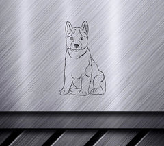 Husky Puppy Sitting Down -  Outline SVG Clipart SVG