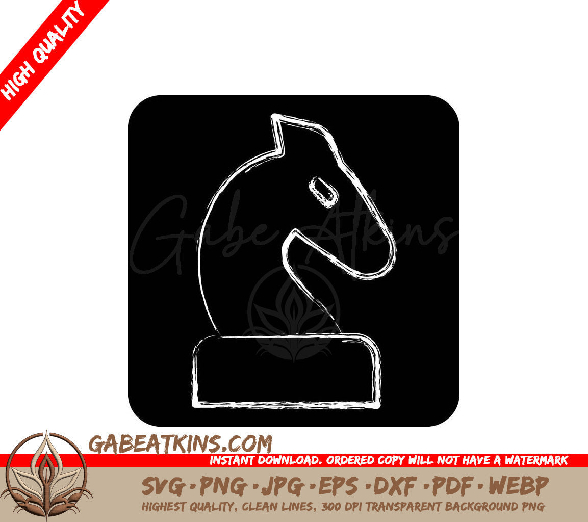 A Drawing Of A Horses Head On A Black Background SVG - Icon Strategy related to Online Game symbol chalk Style simple design illustration SVG