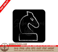 A Drawing Of A Horses Head On A Black Background SVG - Icon Strategy related to Online Game symbol chalk Style simple design illustration SVG