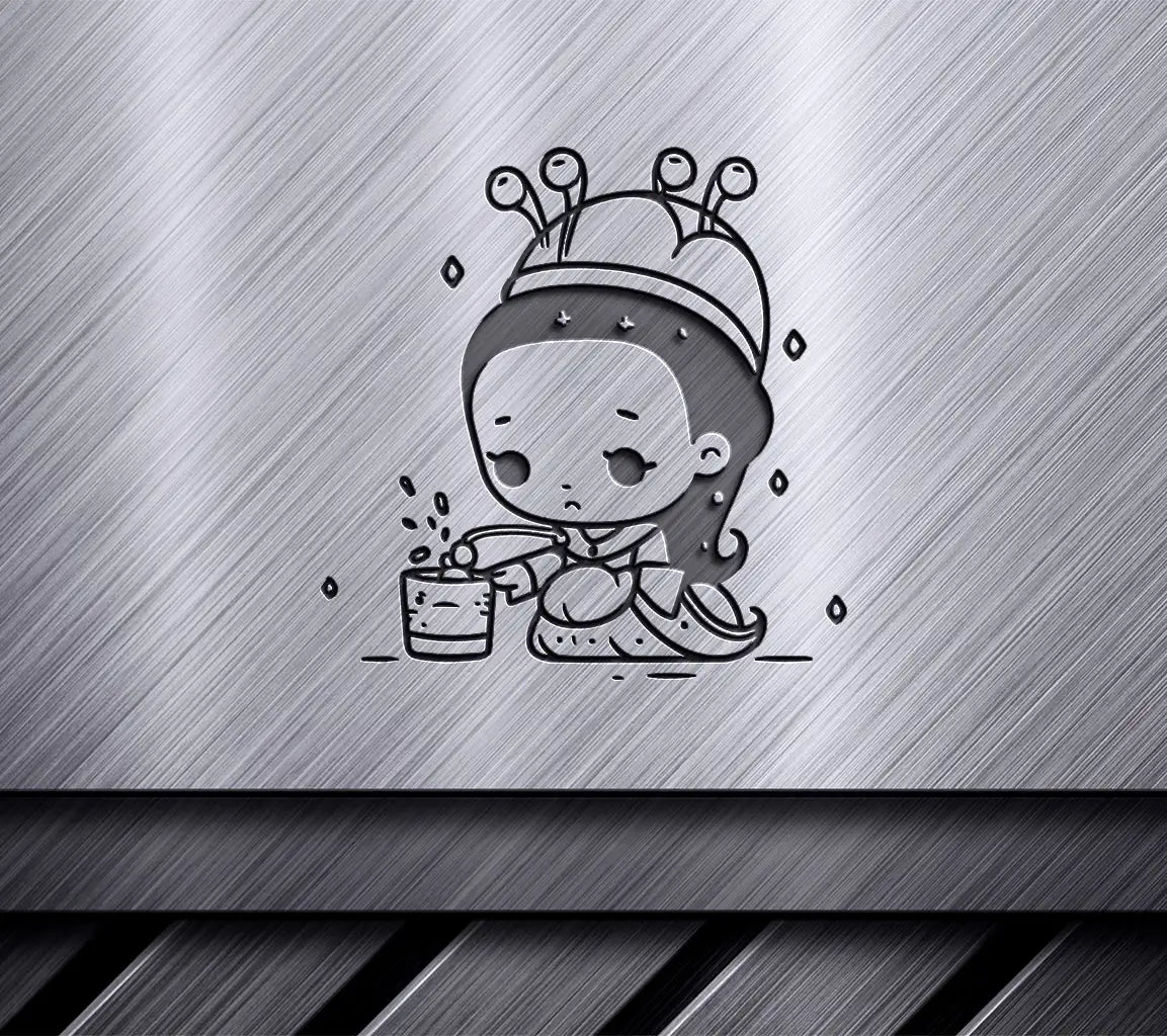 Cute Girl Bee Hat Drinking Water SVG -  Illustration SVG