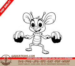  Bee Lifting Barbell SVG - Fitness Exercise Illustration SVG