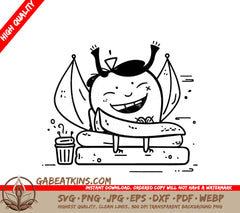 Cute Monster & Bee SVG Bundle  Drawing + Coffee Illustration SVG