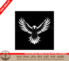Tattoo Styled Eagle Icon with Skull Wing Span Celestial Guardian Eagle Tattoo Vector SVG 