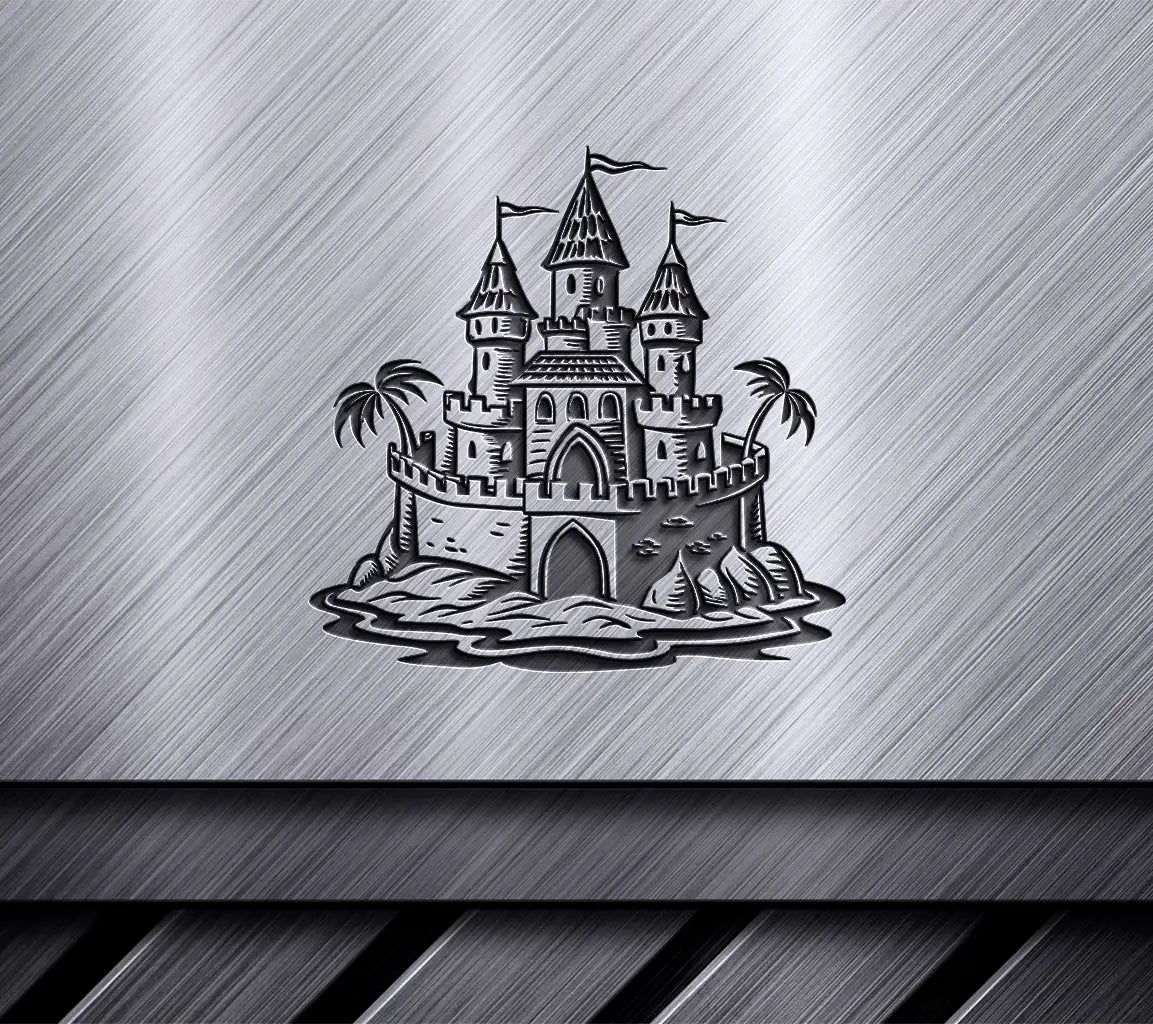  Castle Island SVG Intricate Sandcastle Sketch SVG