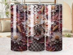 Intricate 3D Bee on a Flower 20 Oz Skinny Tumbler Wrap | 3D Seamless Design | Instant Download | Tumbler Wrap | 3d Bee, 3d flowers, 3d tumbler design, 3d tumbler wrap, bee tumbler, bee tumbler wrap, Colorful, flower tumbler wrap, honeycomb tumbler, skinny tumbler wrap, sublimation design, tumbler design, tumbler wrap, white tumbler wrap | Gabe Atkins Designs