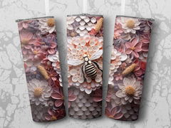 Intricate 3D Bee on a Flower 20 Oz Skinny Tumbler Wrap | 3D Seamless Design | Instant Download - Gabe Atkins Designs