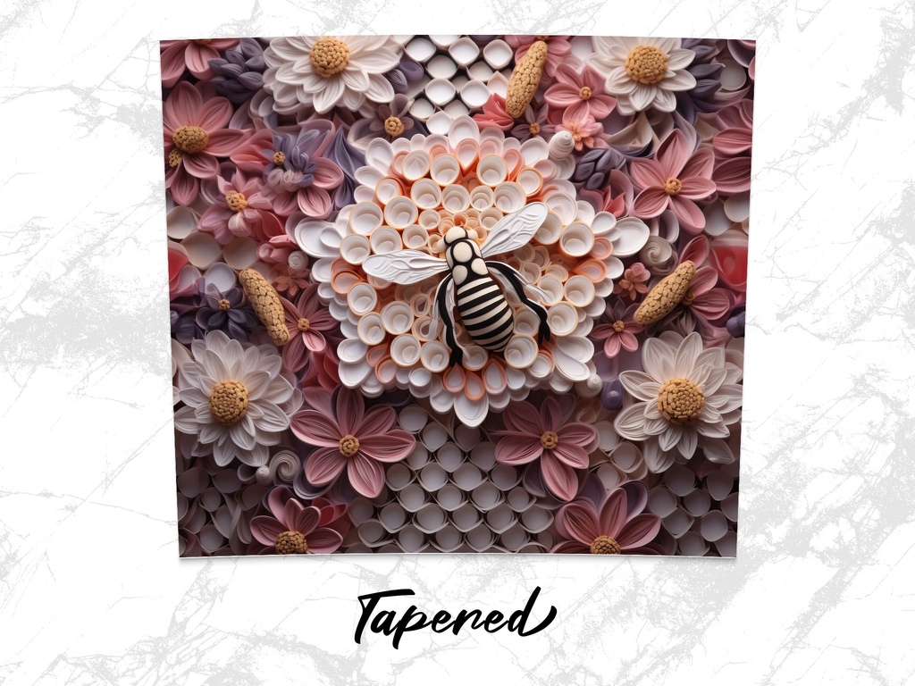 Intricate 3D Bee on a Flower 20 Oz Skinny Tumbler Wrap | 3D Seamless Design | Instant Download - Gabe Atkins Designs