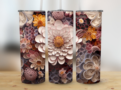 Intricate 3D Floral Design 20 oz Skinny Tumbler Wrap Sublimation Desig | Intricate 3D Floral Design 20 oz Skinny Tumbler Wrap Sublimation Design, Straight