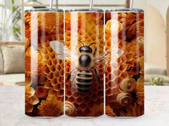 Intricate 3D Bee on a Flower 20 Oz Skinny Tumbler Wrap | Seamless Design Wrap | Instant Download | Tumbler Wrap | 3d Bee, 3d flowers, 3d tumbler design, 3d tumbler wrap, bee tumbler, bee tumbler wrap, Colorful, flower tumbler wrap, honeycomb tumbler, skinny tumbler wrap, sublimation design, tumbler design, tumbler wrap, white tumbler wrap | Gabe Atkins Designs