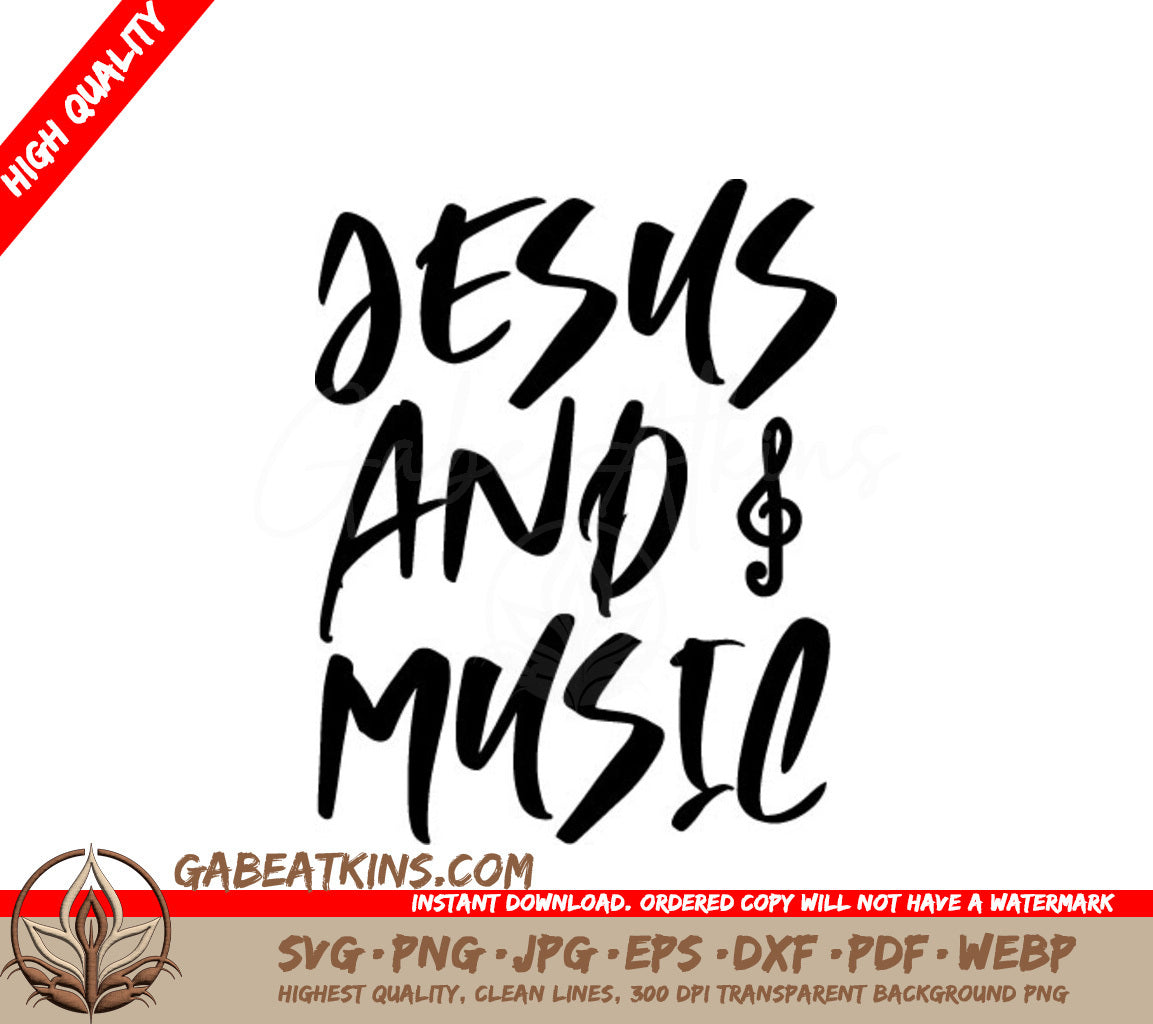 Jesus & Music SVG Design -  T-Shirt Graphic SVG