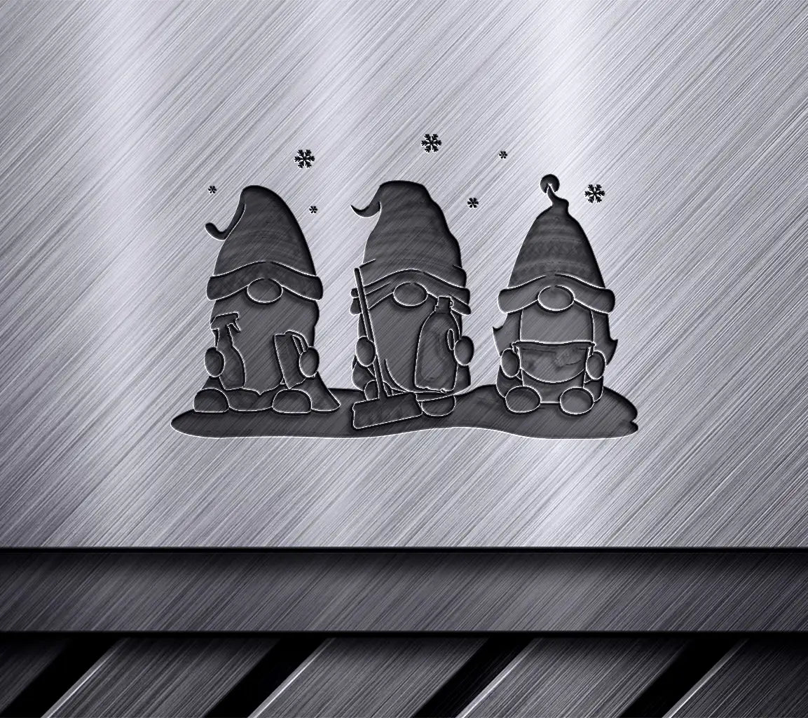 Kawaii Christmas Gnomes Cleaning SVG Bundle - Striped Hats & Supplies SVG