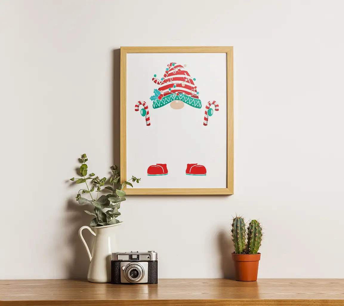 Kawaii Christmas Gnome with Candy Canes & Lights SVG SVG