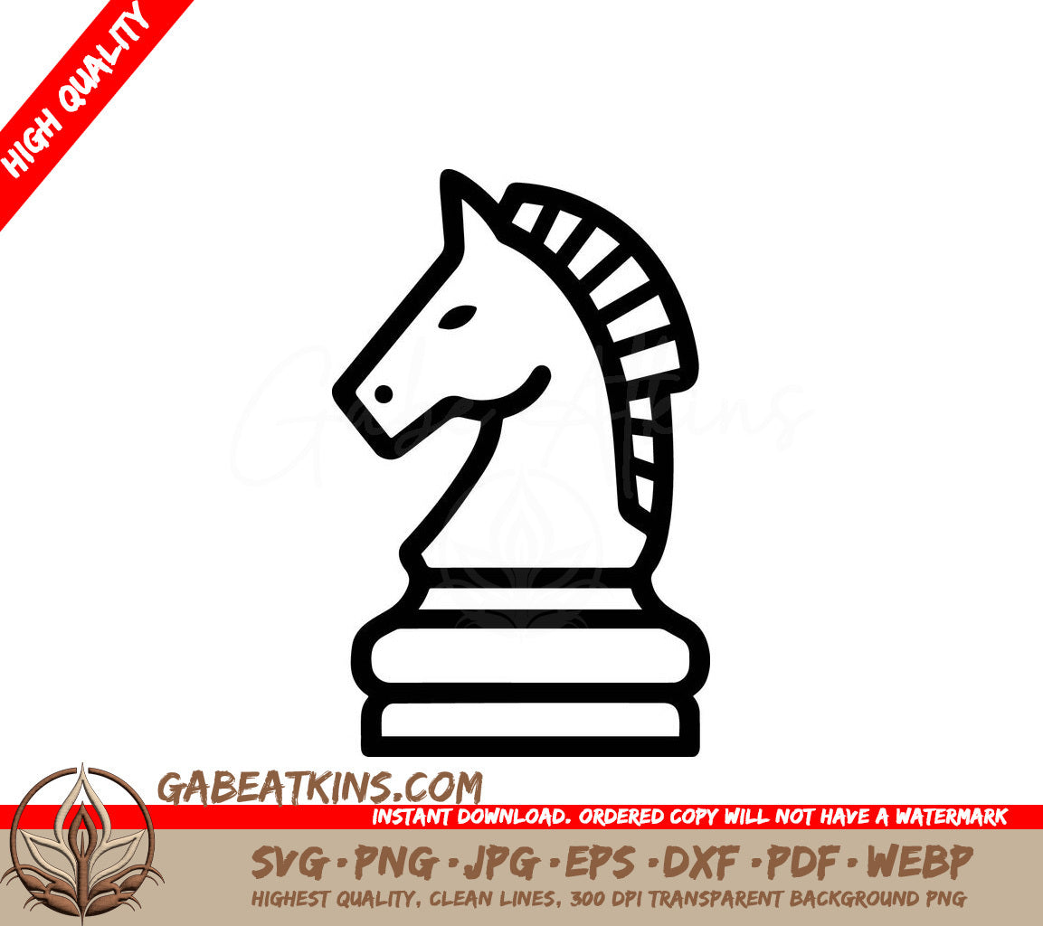  A Horse On A White Background SVG - Knight Chess piece Icon Logo Outline Vector illustration SVG