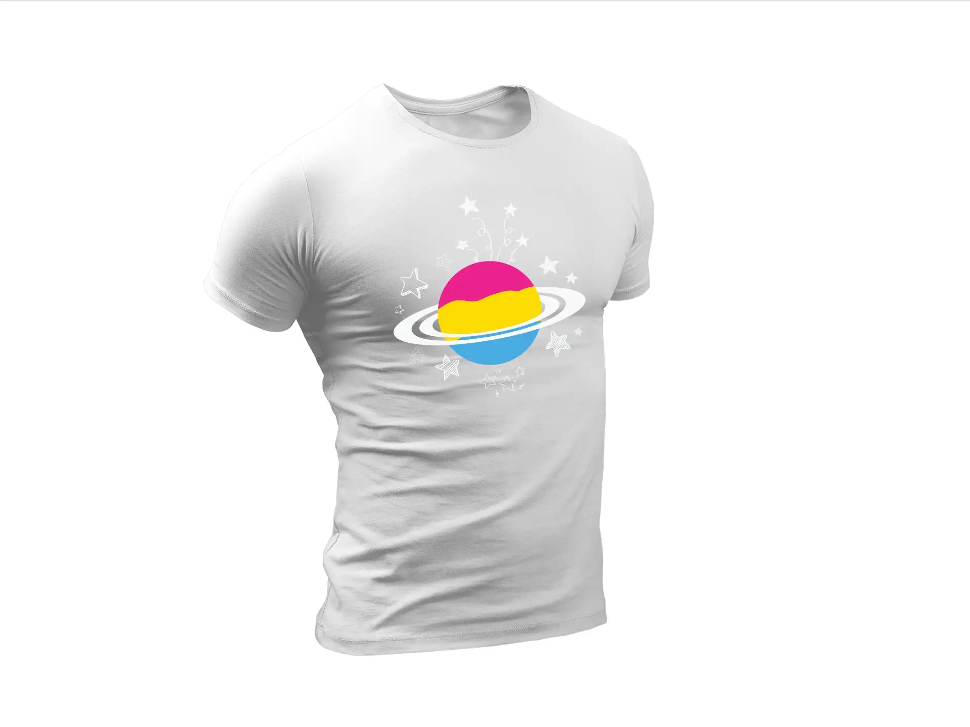 LGBT+ Pride Saturn SVG - Pink, Yellow, Blue Planet with Rings SVG