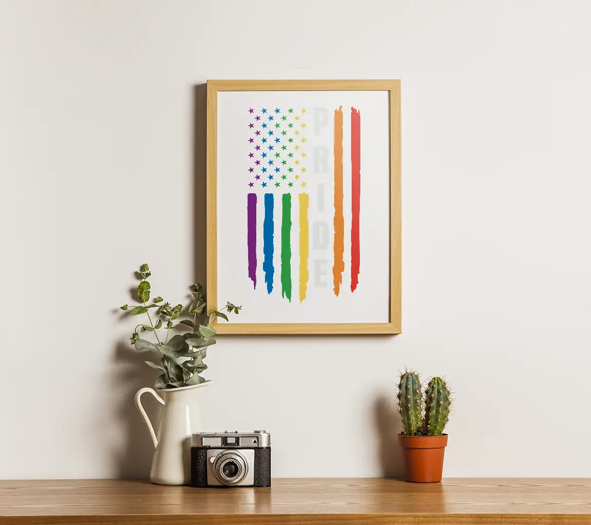 LGBTQ Pride American Flag SVG with Pride Text - Rainbow Design SVG