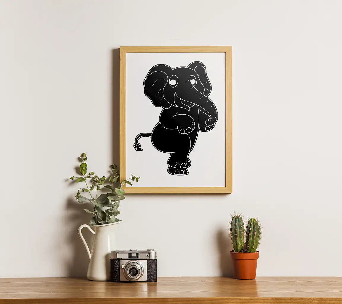  Elephant Line Art SVG - Kids Coloring Book Illustration SVG