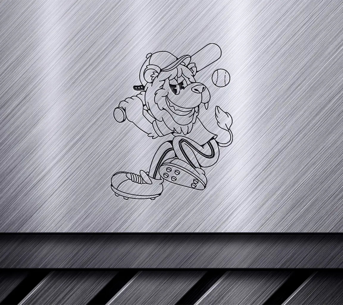 Retro Lion Baseball Mascot SVG -  Drawing SVG