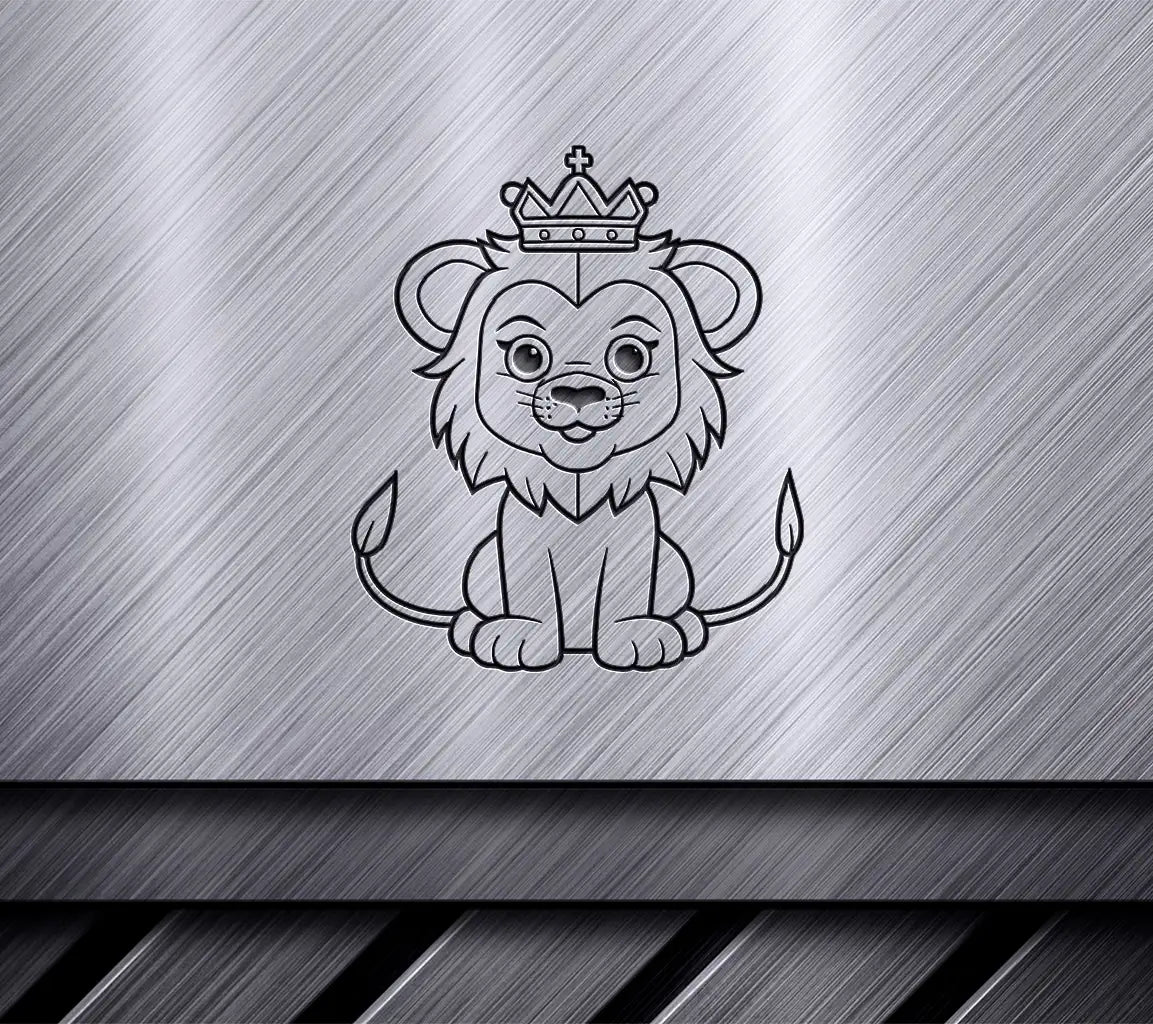 Lion King Mascot SVG -  Crowned Lion Illustration for Coloring SVG