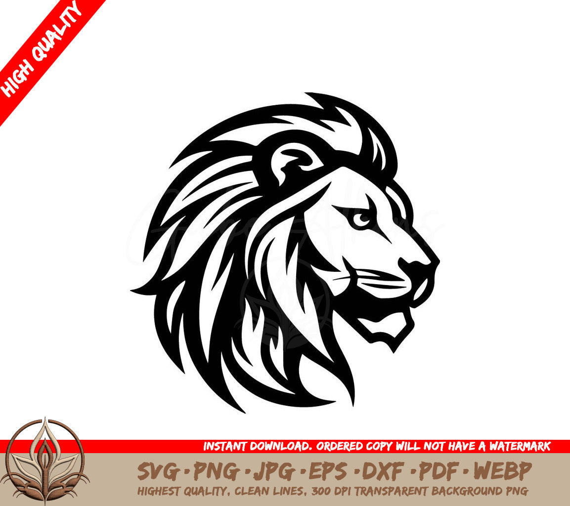 Lion Black and White Isolated Icon Vector Illustration SVG 