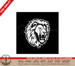 Lion Black and White Isolated Icon Vector Illustration SVG 