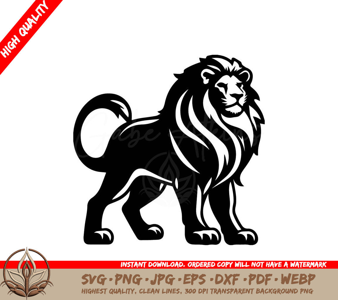 Lion Black and White Isolated Icon Vector Illustration SVG 
