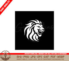 Lion Black and White Isolated Icon Vector Illustration SVG 
