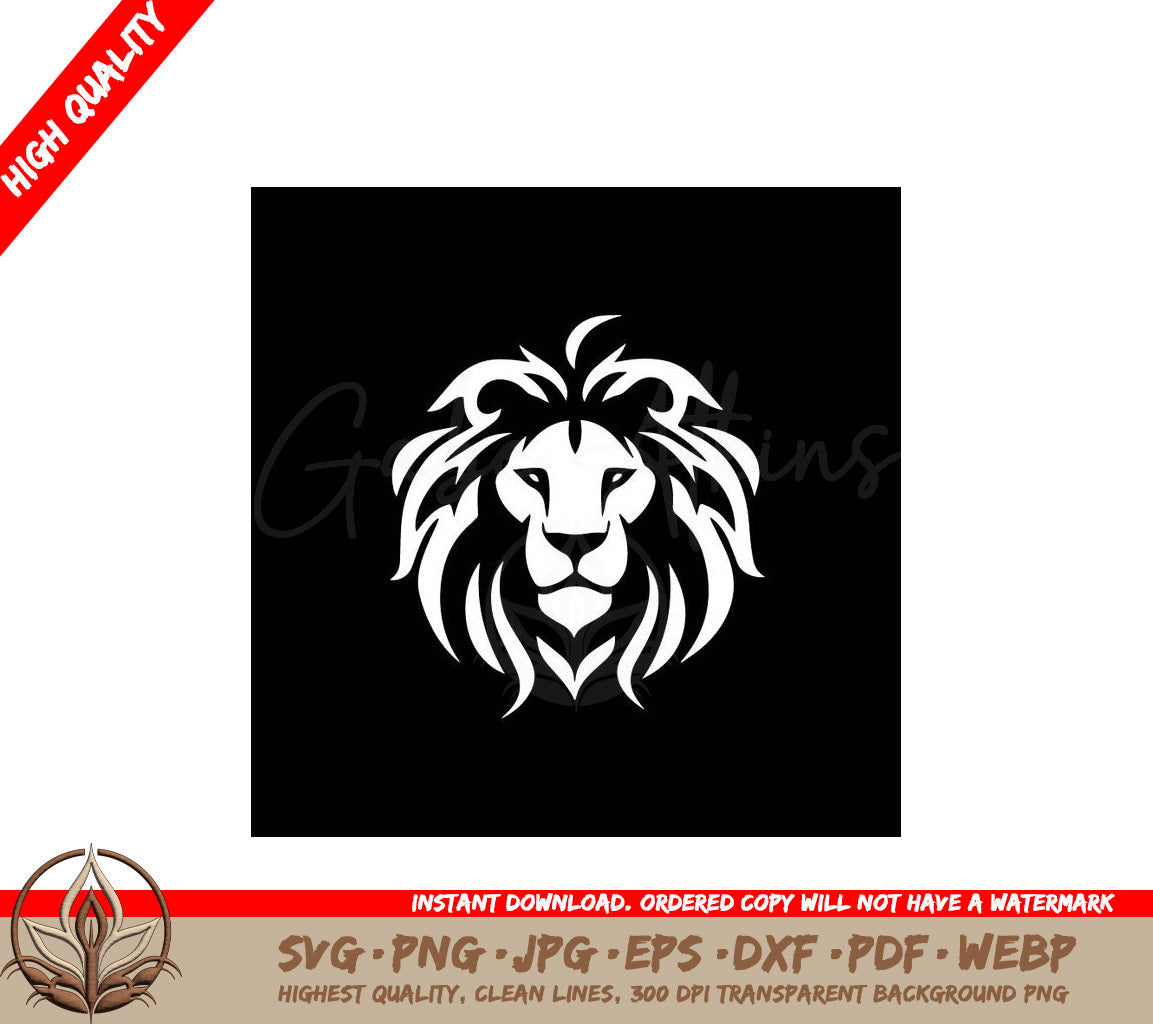 Lion Black and White Isolated Icon Vector Illustration SVG 