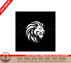 Lion Black and White Isolated Icon Vector Illustration SVG 