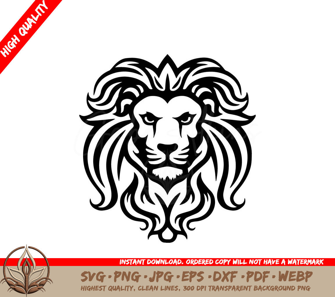 Lion Black and White Isolated Icon Vector Illustration SVG 
