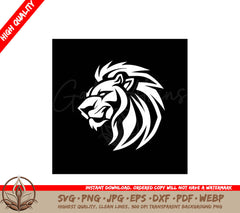 Lion Black and White Isolated Icon Vector Illustration SVG 