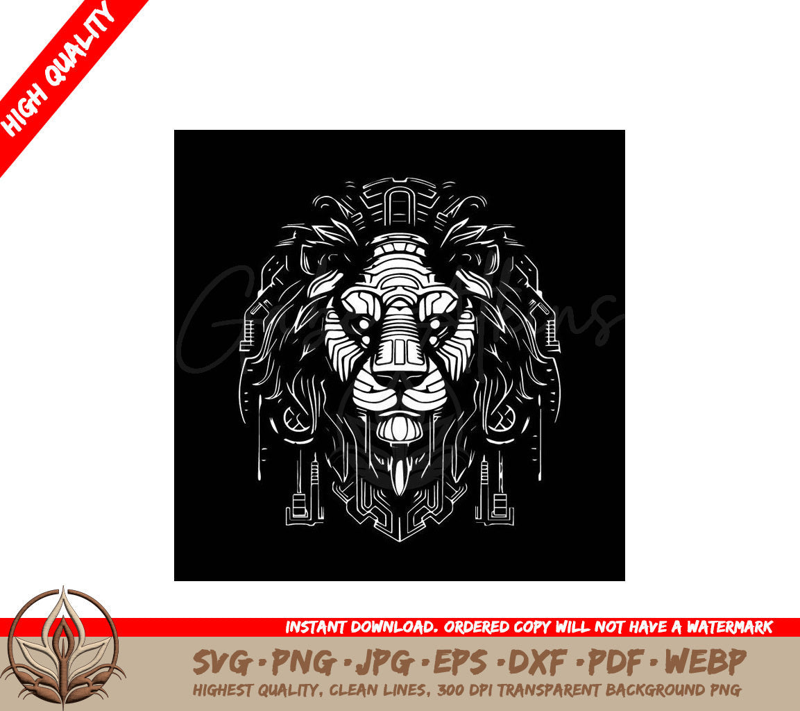 Lion Black and White Isolated Icon Vector Illustration SVG 