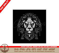 Lion Black and White Isolated Icon Vector Illustration SVG 