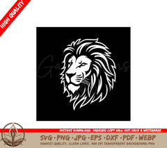 Lion Black and White Isolated Icon Vector Illustration SVG 