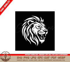 Lion Black and White Isolated Icon Vector Illustration SVG 