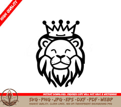 Lion Crown Cartoon Black and White Isolated Icon Vector Illustration SVG 