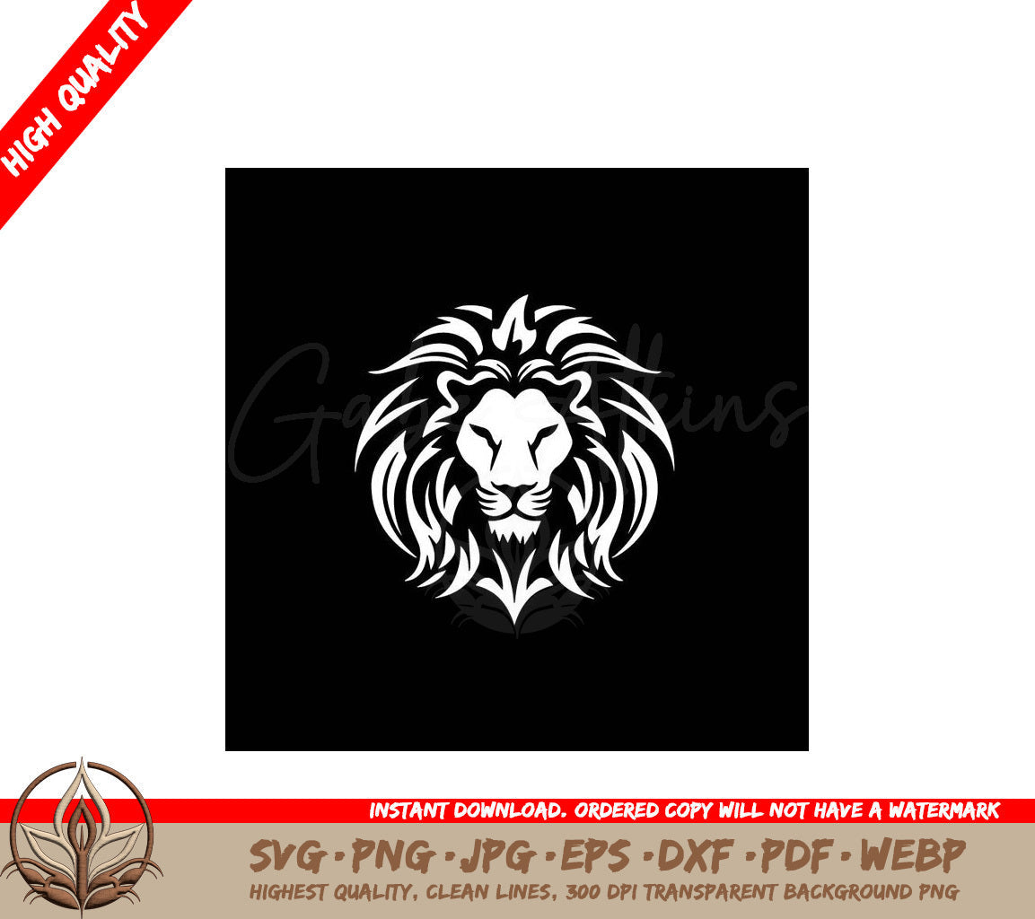 Lion Black and White Vector Illustration SVG 