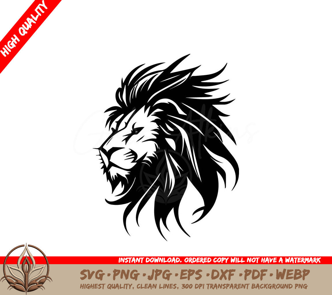 Lion Black and White Vector Illustration SVG 