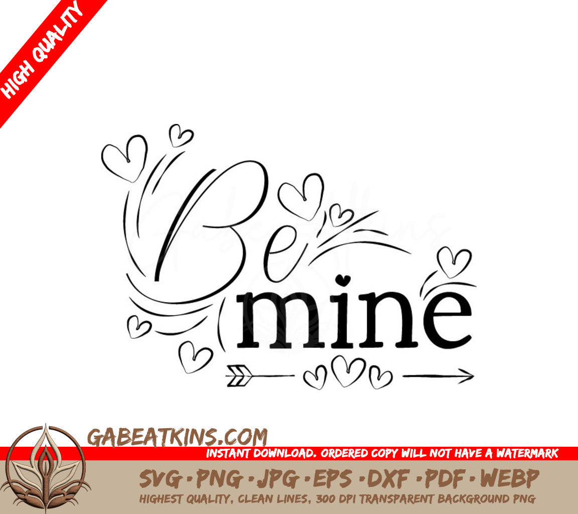 Be Mine  SVG - Love Arrow & Hearts SVG