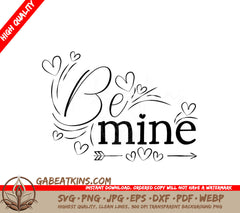 Be Mine  SVG - Love Arrow & Hearts SVG